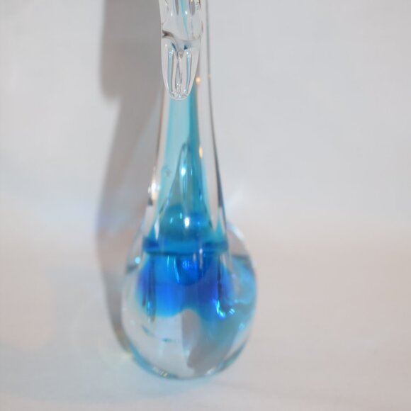 Vintage Hand Blown Blue Art Glass Swan Bird Figurine - Picture 4 of 11